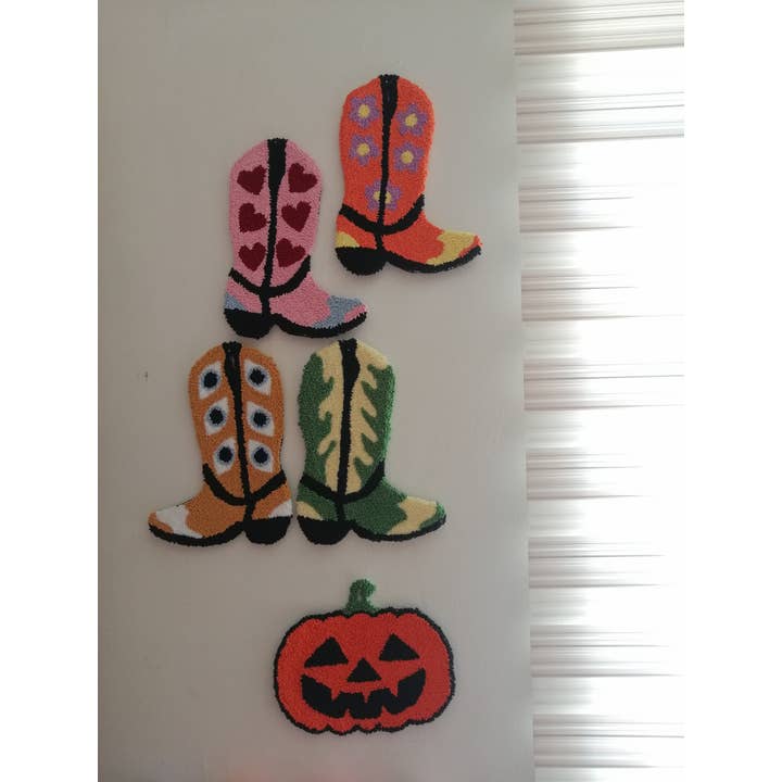 Bota de vaquero para colgar en la pared con aguja perforada, calabaza de Halloween para venta al por mayor de despinacrafting