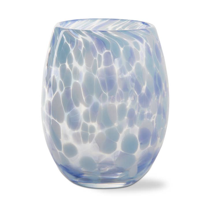 Confetti Stemless Wine Glass Light Blue Glass Everyday for wholesale by tag
