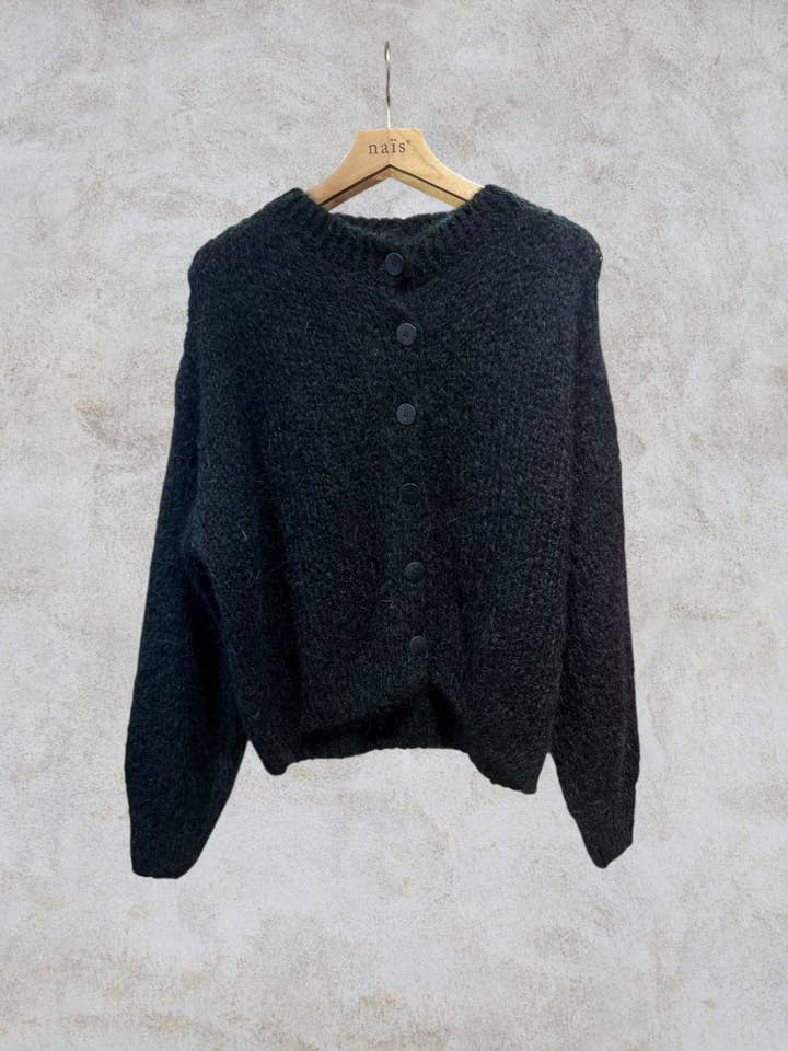 NAÏS PARIS - Wholesale Cardigan – Women’s - Round neck buttoned cardigan with long sleeves in 55% mohair8