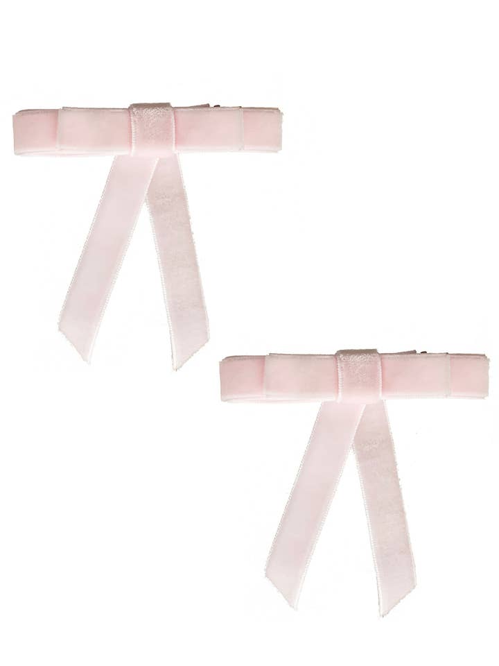 Set mit Schleifenklammern aus Samt, Babyrosa, 2 Stück für den Großhandel von Project 6 NY Kids