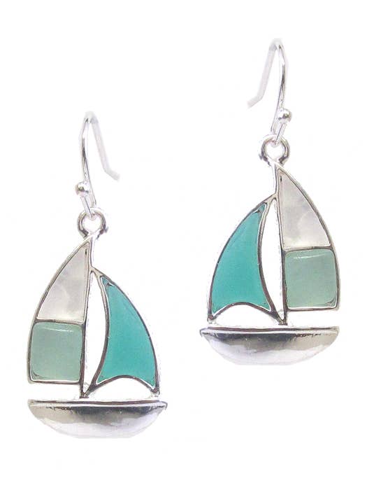 ( Q524 ) SEALIFE SEA GLASS EARRING for wholesale by Jewelry Max