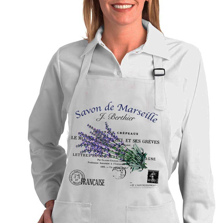 Savon de Marseille Lavendelkleurige schort van Frans katoen voor wholesale door Avery Lane Gifts