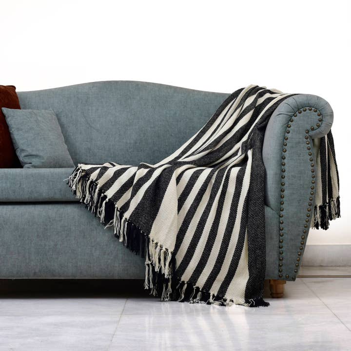 Copriletto 100% cotone Sweet Corn/nero 50"x60" per la vendita all'ingrosso da parte di Spitiko Homes