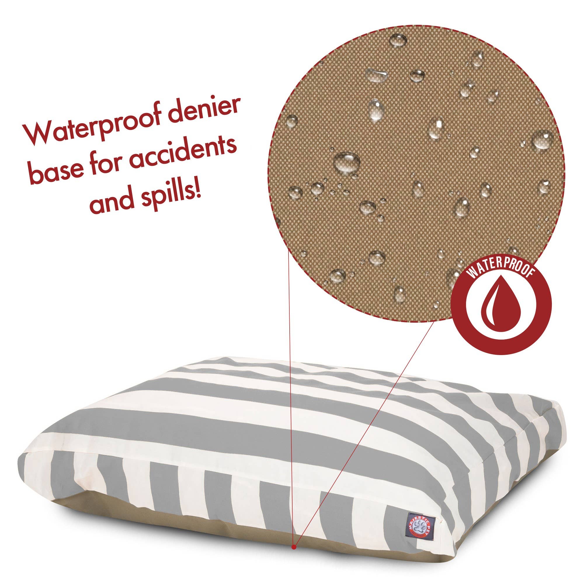 Majestic Pet Products - Vente Panier – chien - Panier rectangle pour chien en mousse à mémoire déchiquetée à rayures verticales5