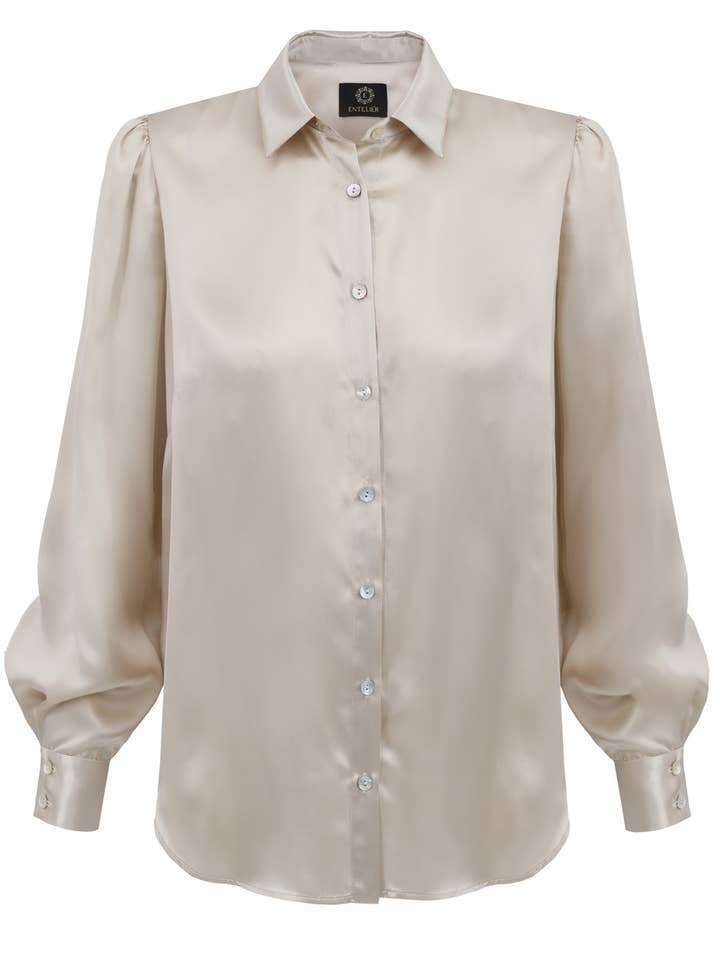 Camicia in seta Entelier Beige per la vendita all'ingrosso da parte di Entelier