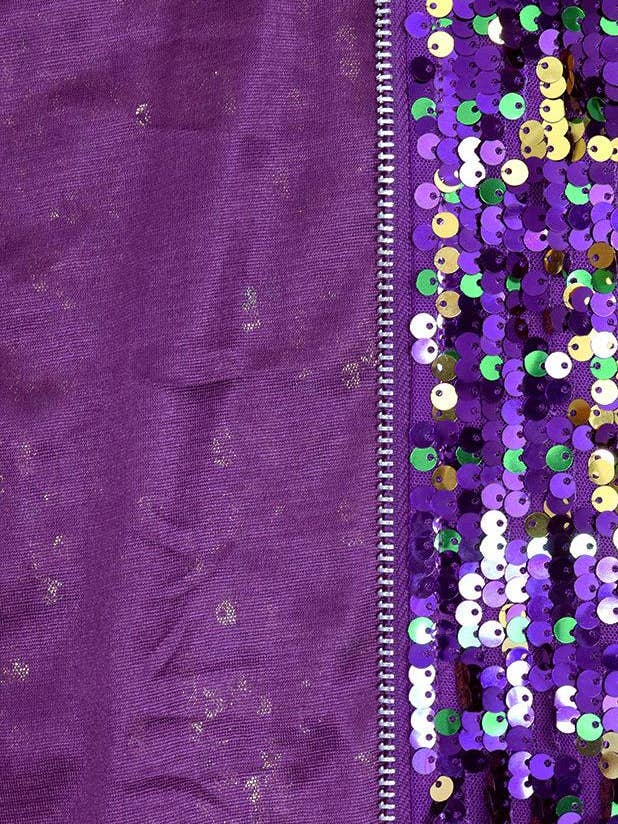 Purple Striped trim party sequins bomber jacket for wholesale on Faire4