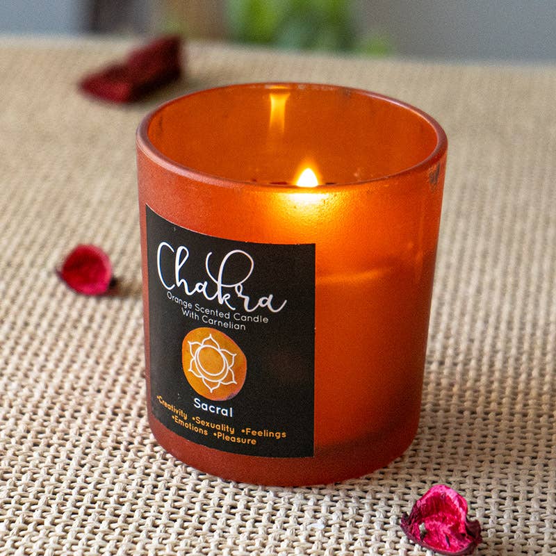 Pacific Trading - Wholesale Jar/Filled Candle - Sacral Chakra Orange Carnelian Candle
