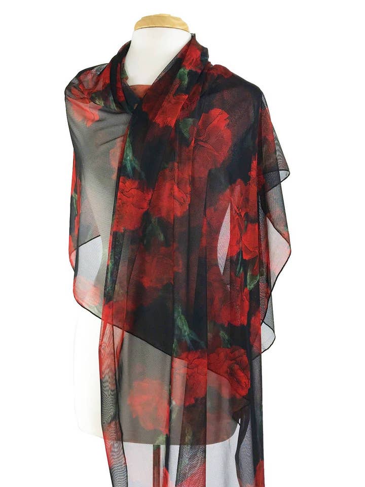 Elana Kattan - SCARLETT Long & Wide Print Mesh Shawl Stole Wrap for wholesale by Turtle Cay Island Wear