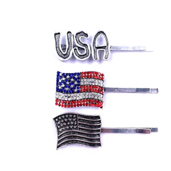 ENSEMBLE DE 3 ÉPINGLES À CHEVEUX USA CRYSTAL STONE pour la vente par Snowing West