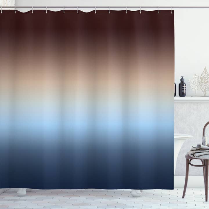Ombre Shower Curtain with Hooks Blue & Brown Gradient Print for wholesale by Ambesonne