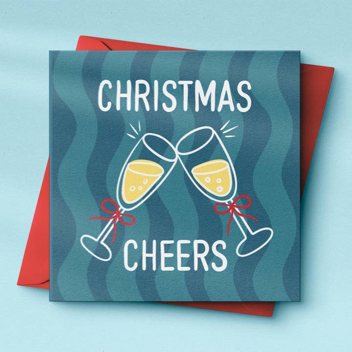 Christmas Cheers, Prosecco, Cin Cin, Christmas Card for wholesale by Woo Hoo Prints