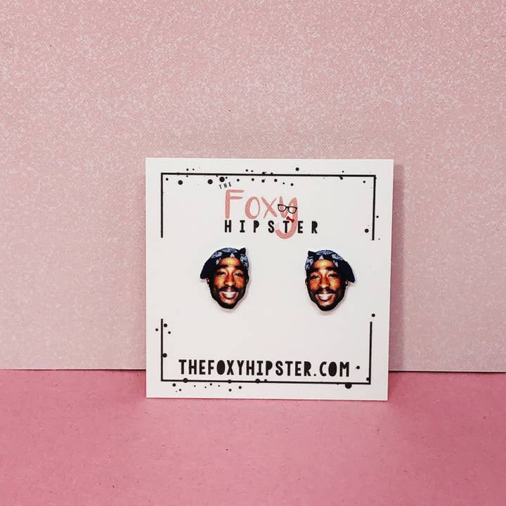 The Foxy Hipster - Wholesale Stud/Post Earrings - Tupac Stud Earrings