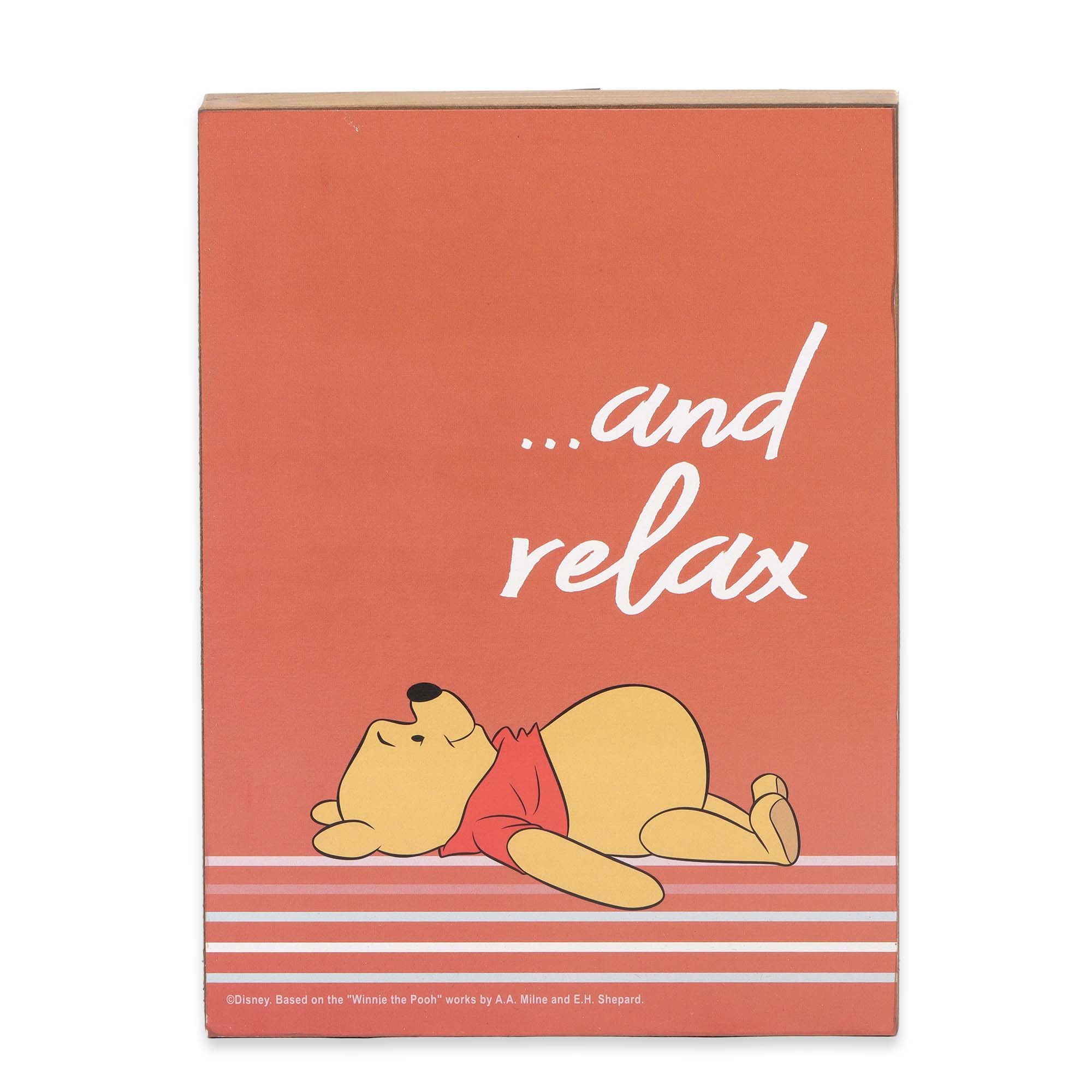 Open Road Brands, LLC - Wholesale Sign - Disney Winnie the Pooh Relax Striped Wood Wall Decor0