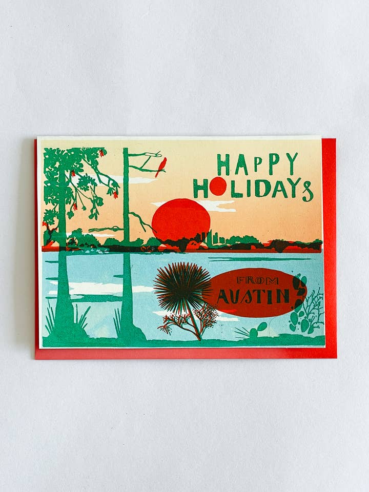 Austin Skyline Holidays | Greeting Card for wholesale by VICTROLA DESIGN