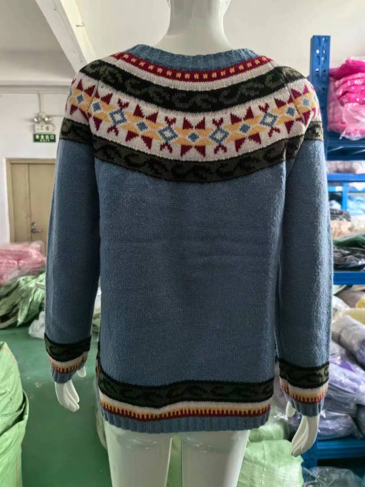 Rosa Clothing - Wholesale Knit Sweater - Women's - Cottagecore Vintage jacquard knit sweater jumper21