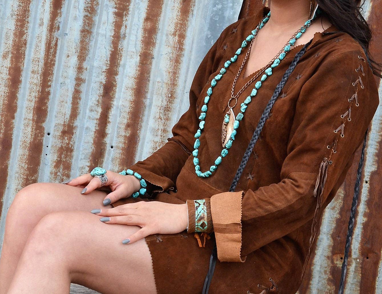 The Jewelry Junkie – Großhandel Perlenkette – Lange Boho-Halskette mit türkisfarbenen Perlen 248c3