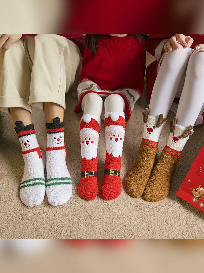 Christmas Reindeer Santa Claus Fleece Socks ZK508 for wholesale by UNISHE