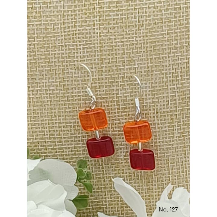 perleperle - Wholesale Dangle Earrings - Earrings glass beads, classic cushion shape, Anna16