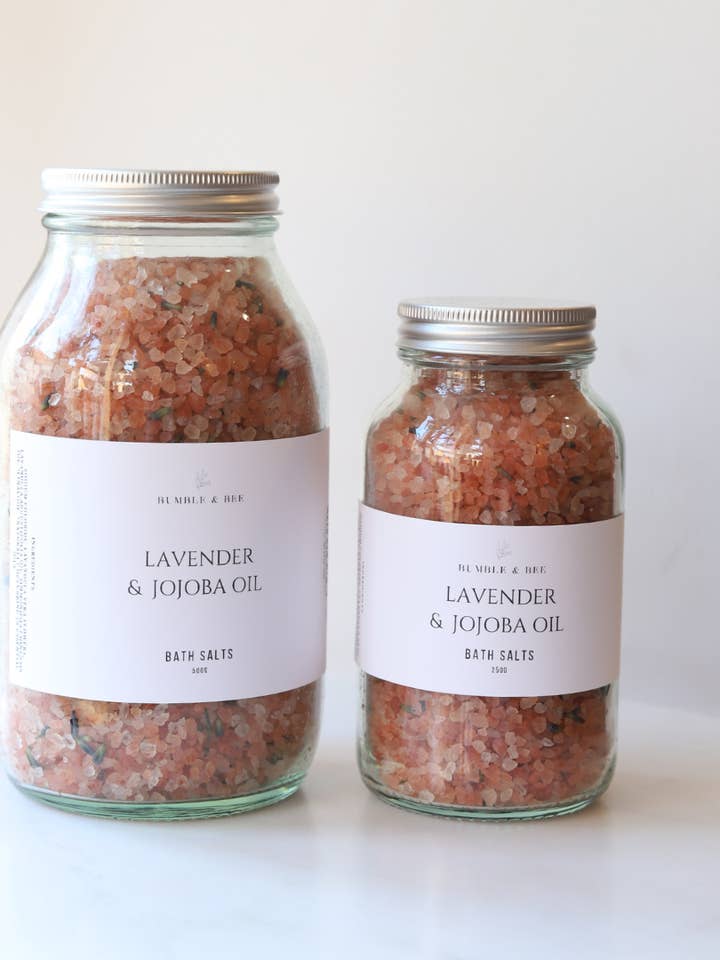 Lavender & Jojoba Oil Bath Salt Blend for wholesale by Bumble & Bee
