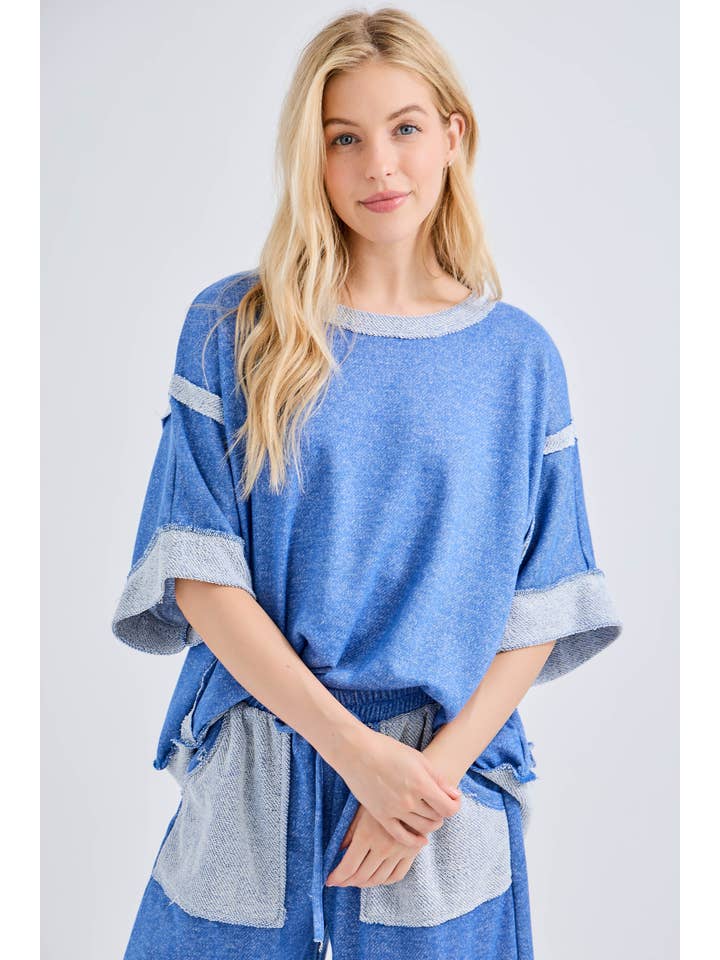 J.Her – Großhandel Strickoberteil – Damen – Übergroßes Oberteil mit kontrastierendem Band auf der Rückseite HT40289