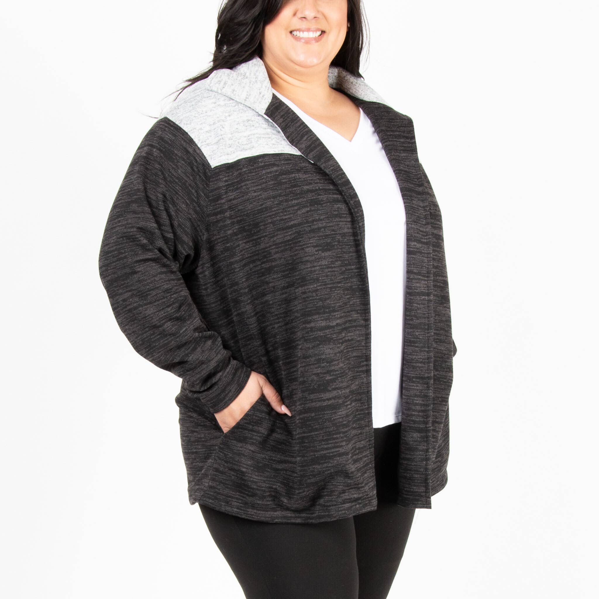 Black Sale - Layla Long Sleeve Melange Fleece Shacket for wholesale on Faire5