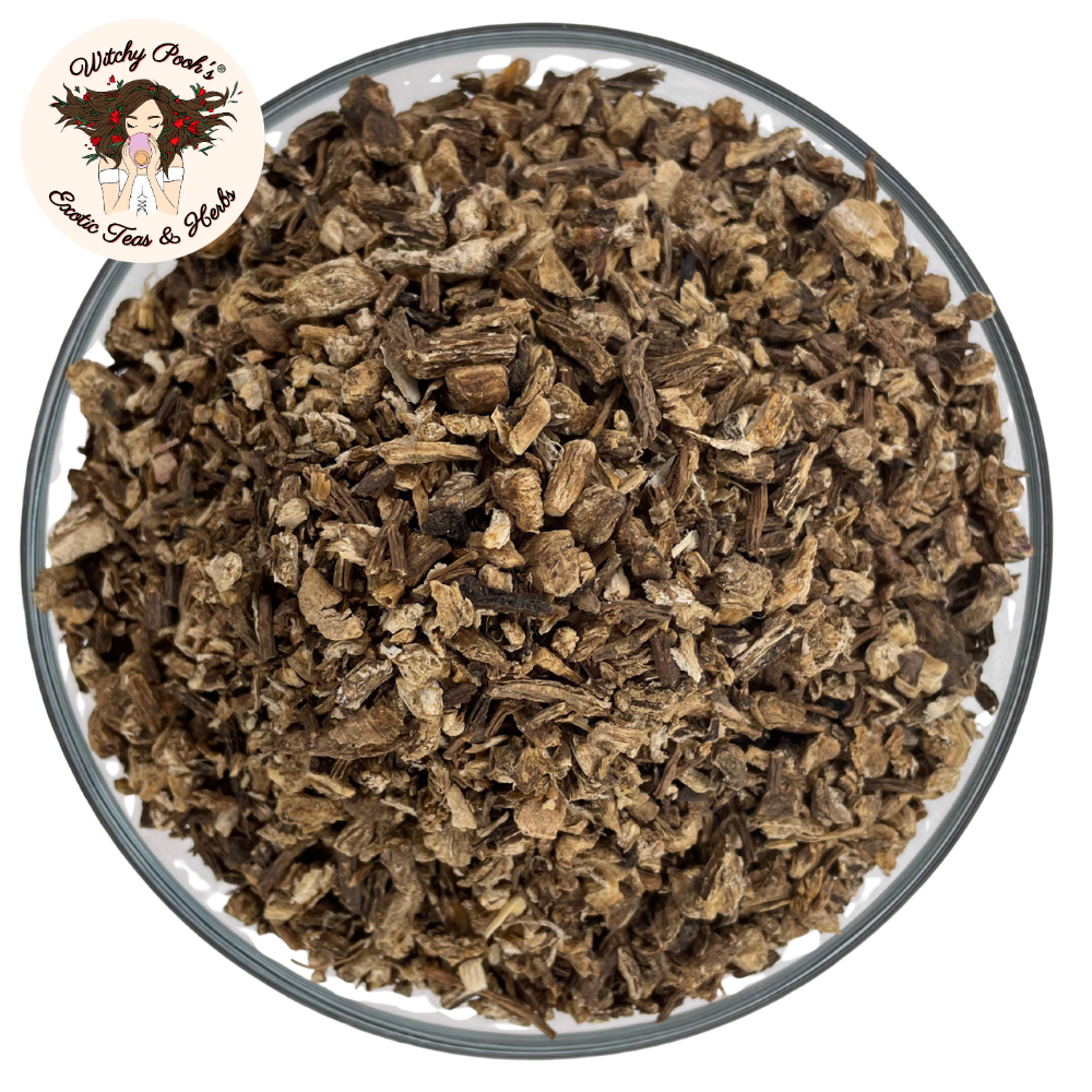 Witchy Pooh's Exotic Teas & Herbs – Chá solto por atacado – Chá de Angélica da Bruxa Pooh - Raiz Cortada e Peneirada, Espírito Santo8