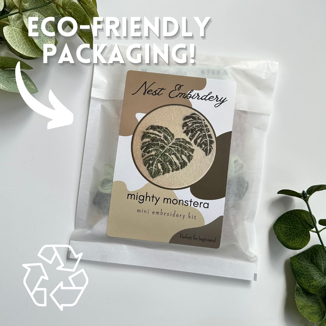 Nest Embirdery - Wholesale Embroidery/Cross Stitch Supplies - Mighty Monstera Mini Kit2