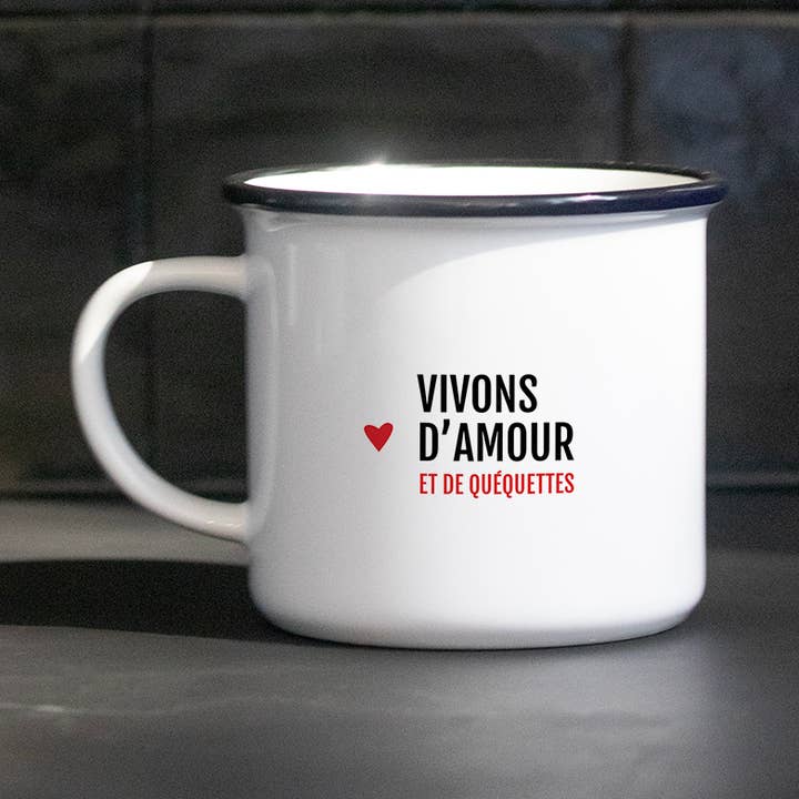 Living with Love and Qu*quettes/Valentine's Day Mug for wholesale by Bibiche fait son Cirque