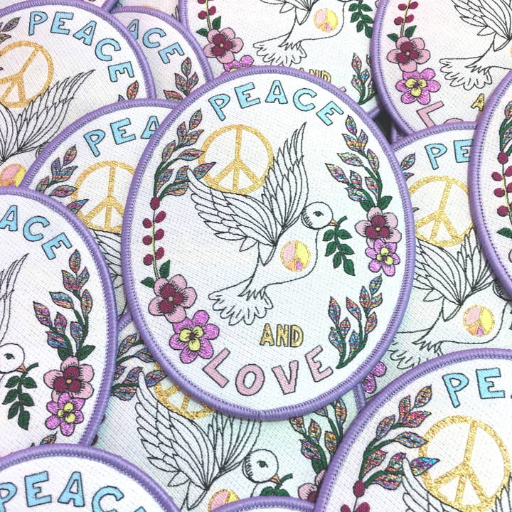 Peace Due Peace and Love Iron på patch for engroshandel hos Rosie Wonders