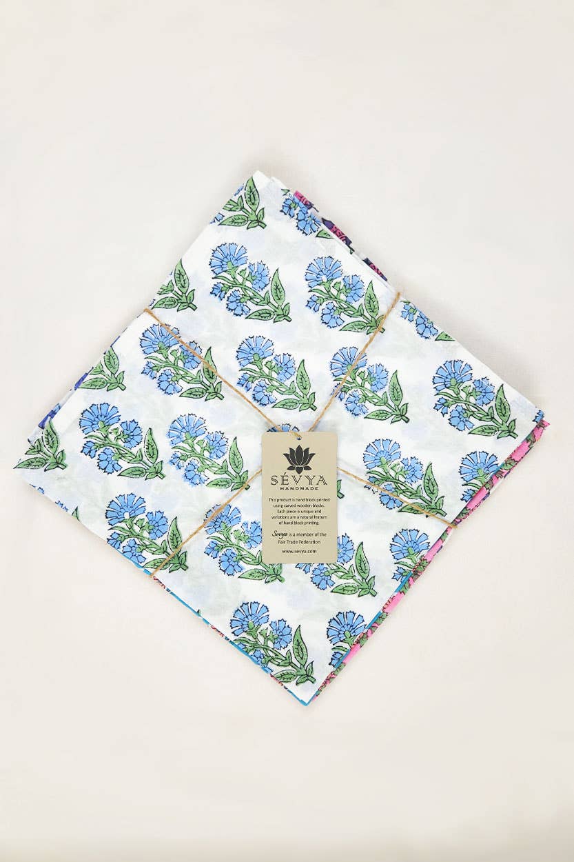 Sevya Handmade - Wholesale Dinner & Cloth Napkin - Jaipur Block Print Napkins, Set of 6 1