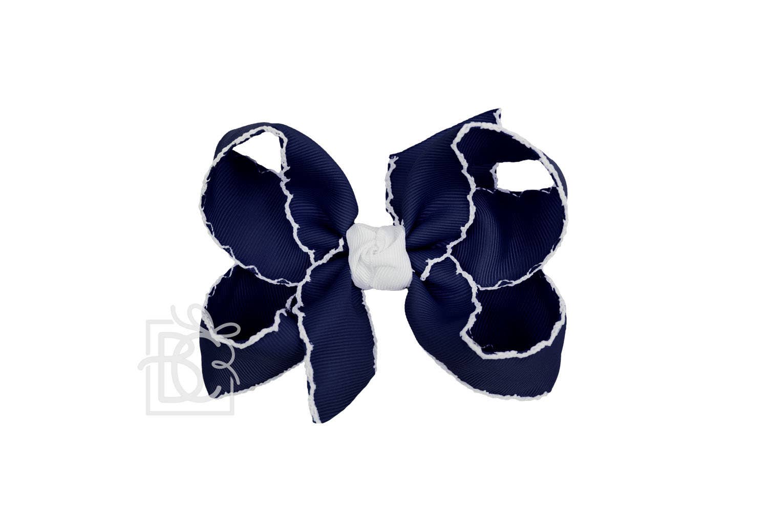 Beyond Creations, LLC - Vente Nœud pour cheveux – enfant - Nœuds en crochet (bleu marine foncé et blanc)0