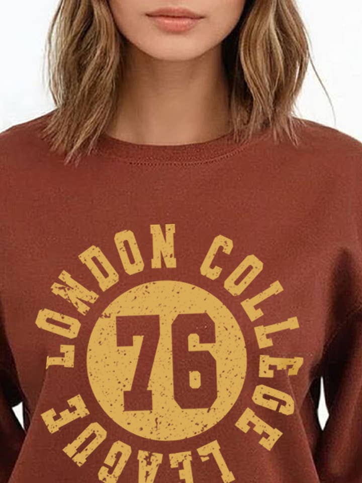 Felpa stampata London College League per la vendita all'ingrosso da parte di Missi Clothing