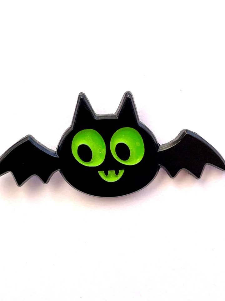 New! Enamel Pin: BAT - Green Color Way for wholesale by The Fantasmical World of Rhode Montijo