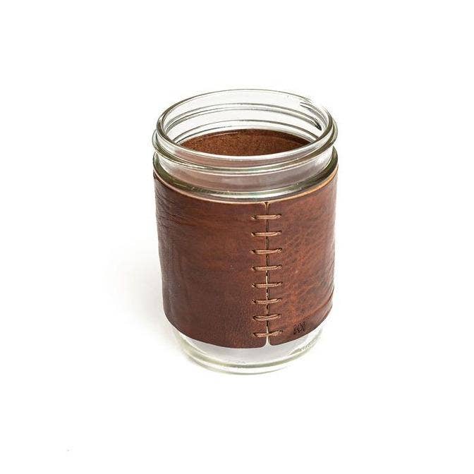 Single Mason Jar Sleeve (Glass included) for wholesale by Mission Leather Co