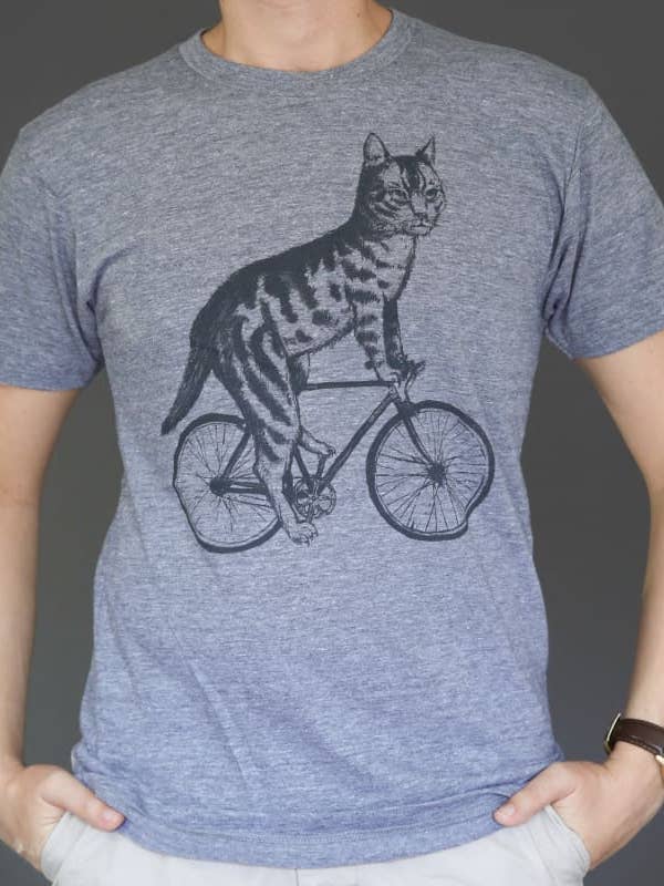 Cat On A Bicycle Mens/Unisex Shirt for wholesale by Dark Cycle Clothing