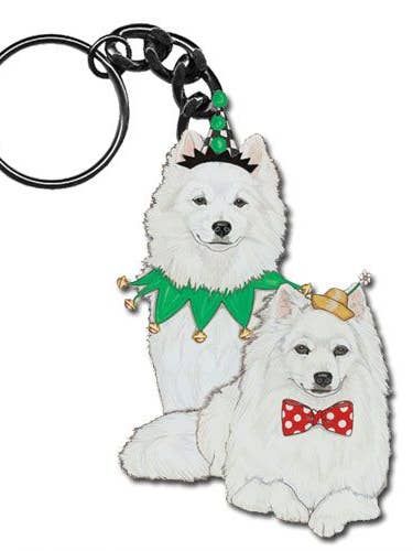 Amerikanischer Eskimo Schlüsselanhänger aus Holz für den Großhandel von Pipsqueak Productions