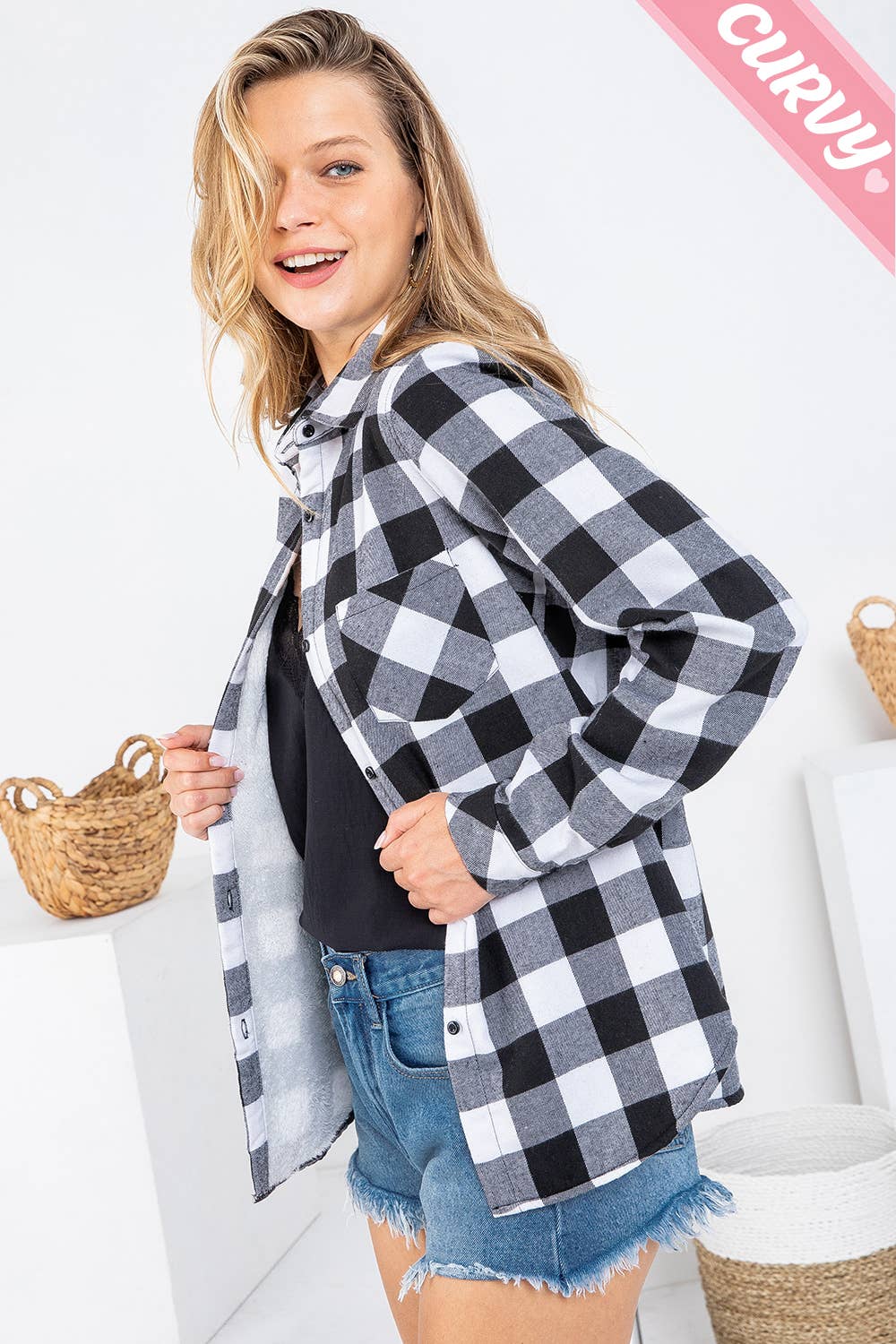 Sweet Lovely by Jen - Wholesale Button Down Shirt - Women's - PLUS SIZE CHECKERED SHIRT20