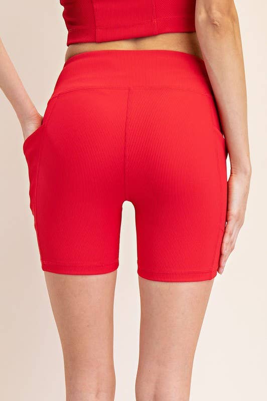 Sunday Morning – wholesale Träningsshorts – Dam – P7663PL37-PLUS SIZE SLIM FIT NYLON RIB 6IN BIKER22