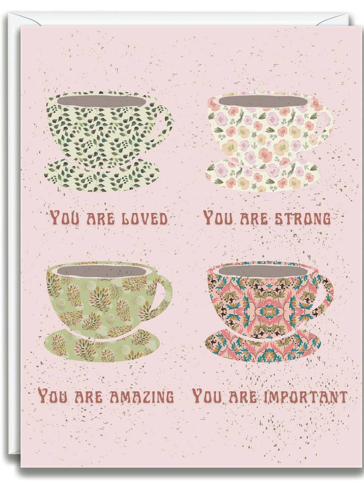 Greeting Card Cups You Are Loved for wholesale by Julia Frost Art