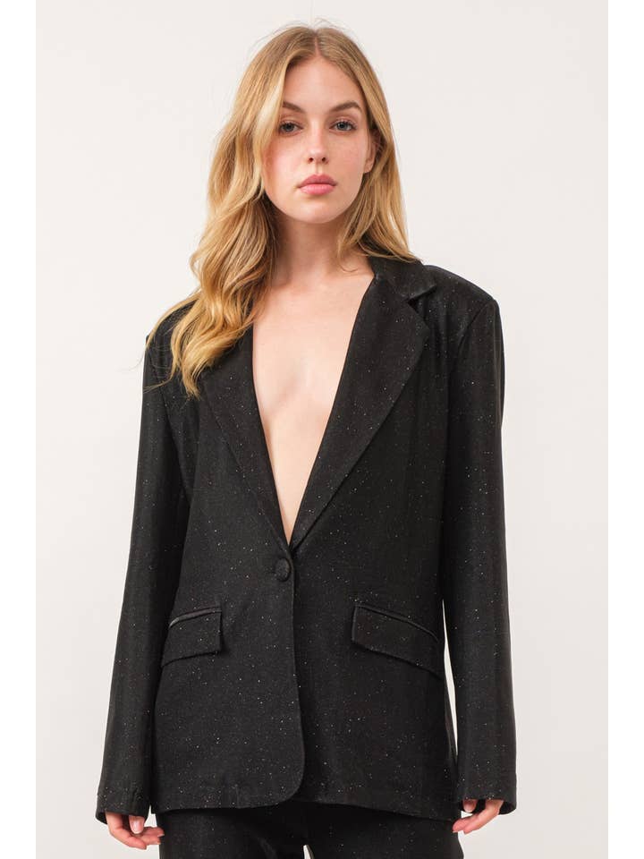 KIWI - Wholesale Blazer - Women's - IJ2892 Women's Clothing Oversized Glitter Blazer