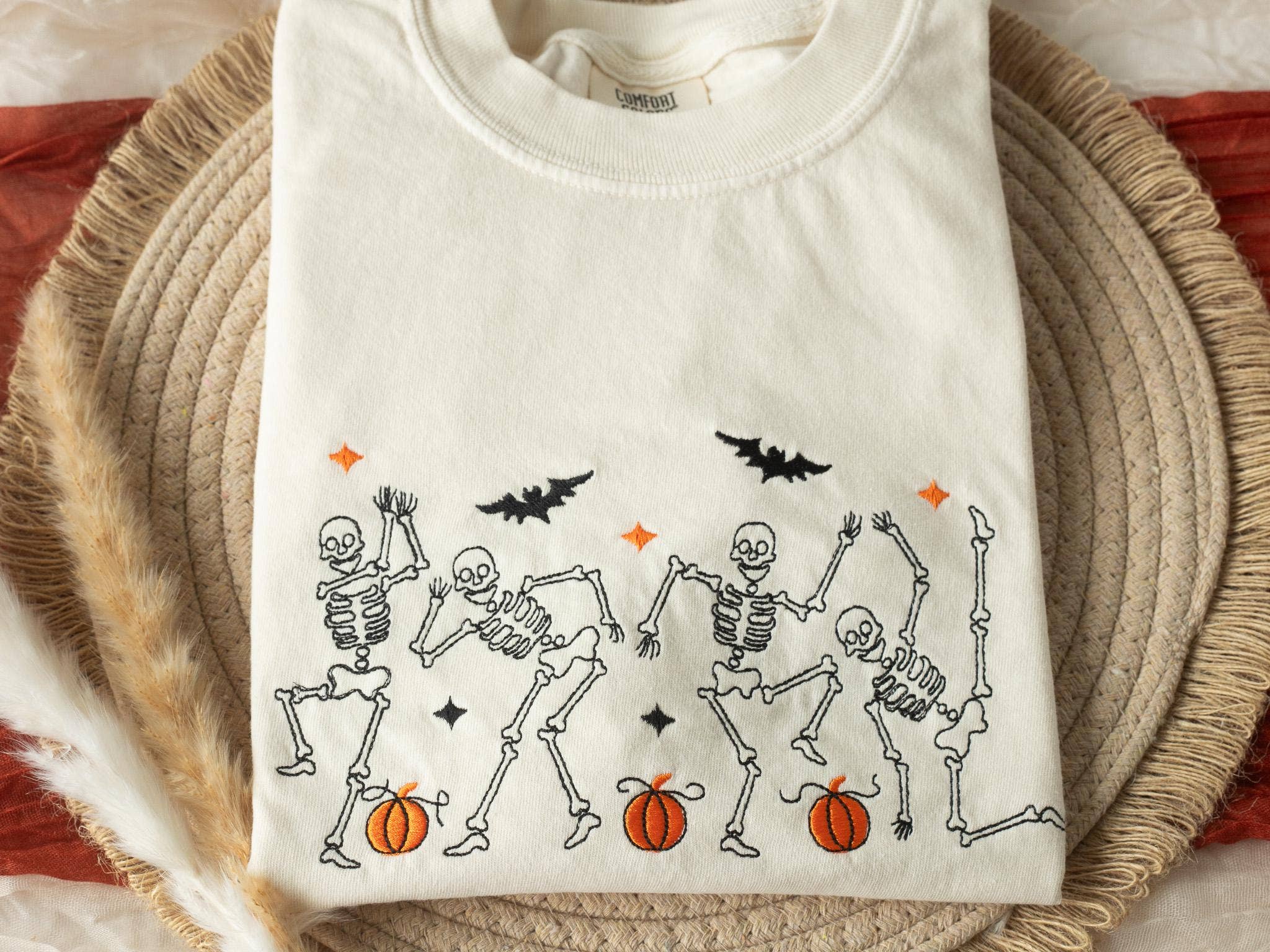 Nunu's Studio - Wholesale T-Shirt - Women's - Embroidered Dancing Skeleton Cowboy Ghost Tee6