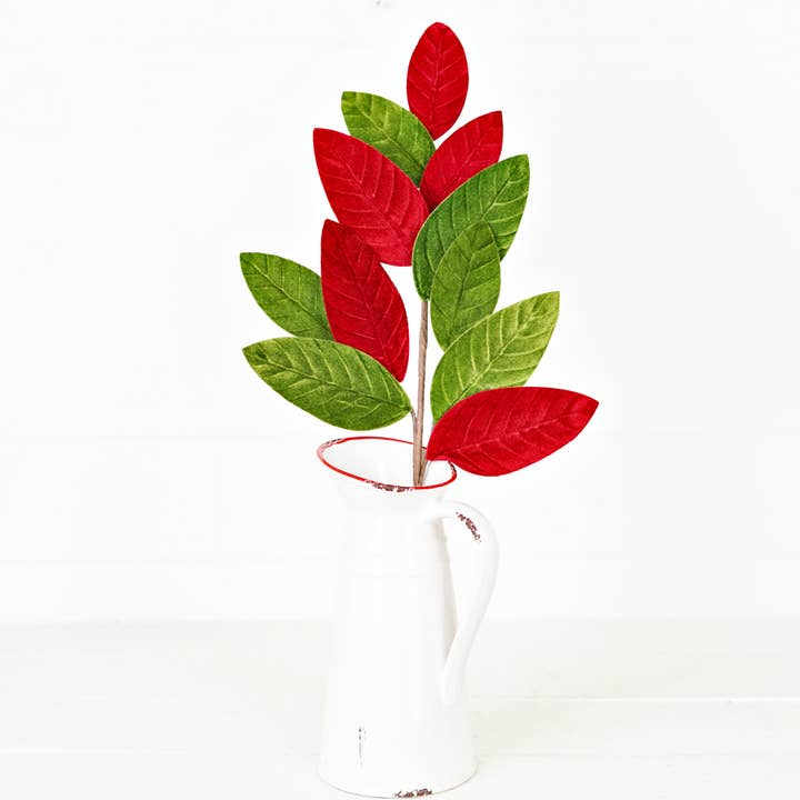 Impressive Enterprises, Inc. - Wholesale Christmas Decoration - ISB73603- 25in Velvet Red Green Magnolia Lvs Spray2