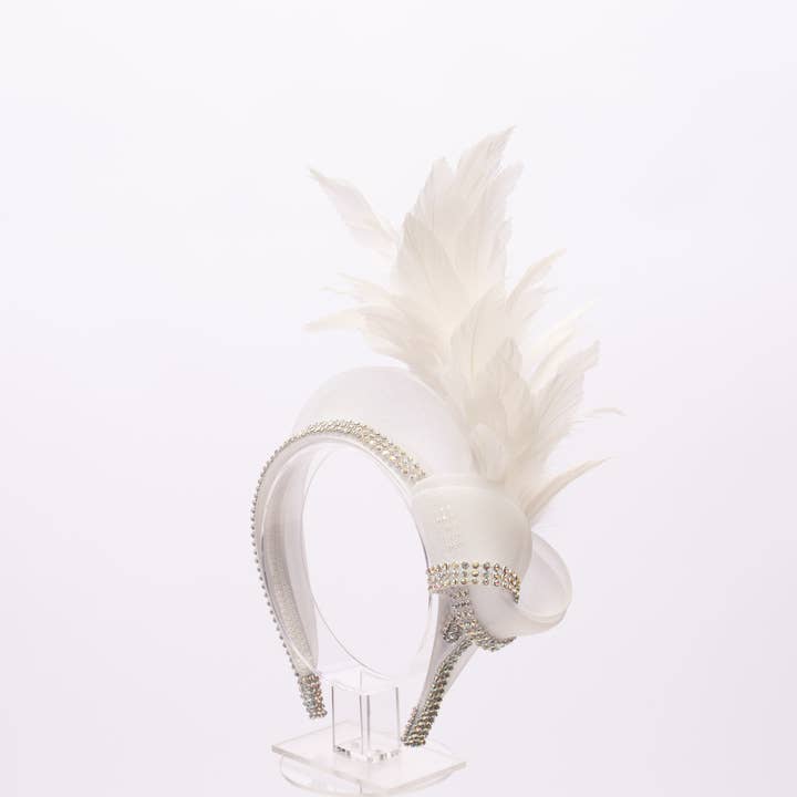 KaKyCo - Wholesale Fashion Headband - Women's - Feather, Rhinestone, Crinoline Embellished Headband | AJ849H18