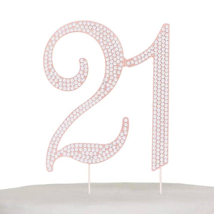 Topper Bolo 21 - Ouro Rosa por atacado de Ella Celebration