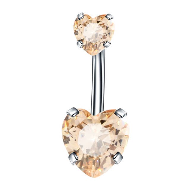 Gemscape UK - Wholesale Belly Ring - Heart shaped Belly Button - Two Stone Design13