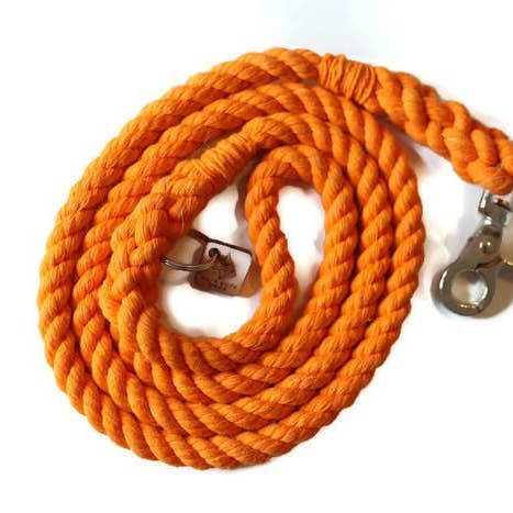 Orange Rope Dog Leash for wholesale by Kai’s Canine Creative