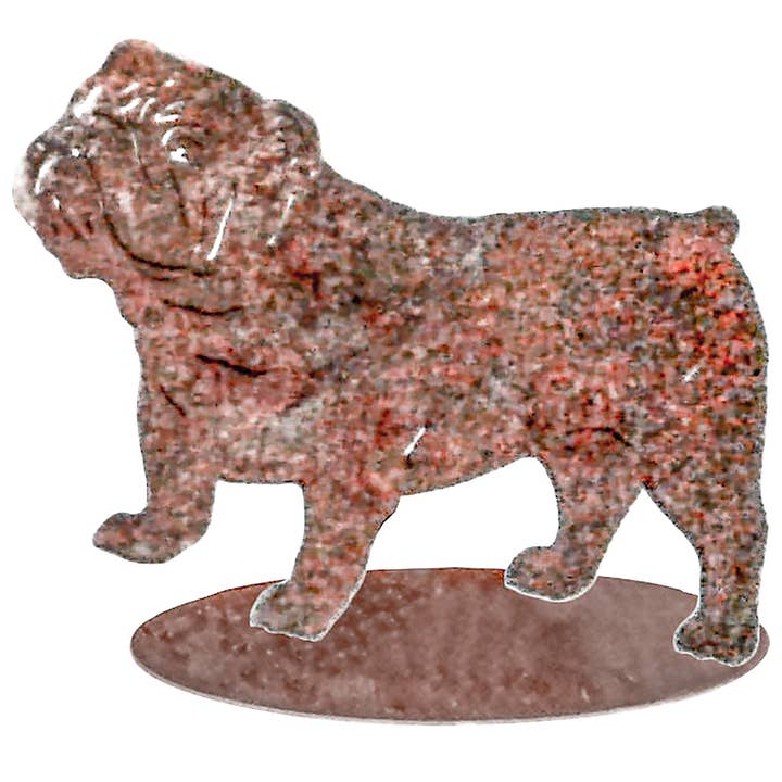 Rust Bull Dog Garden Art for wholesale by California Home & Garden