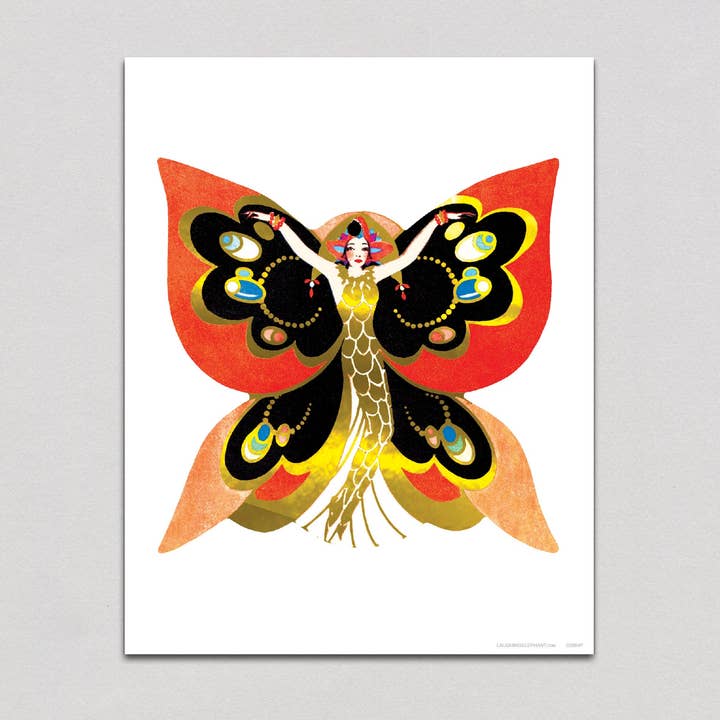 Laughing Elephant – wholesale Vardagliga hälsningskort – Butterfly Lady - Konsttryck för kvinnor0