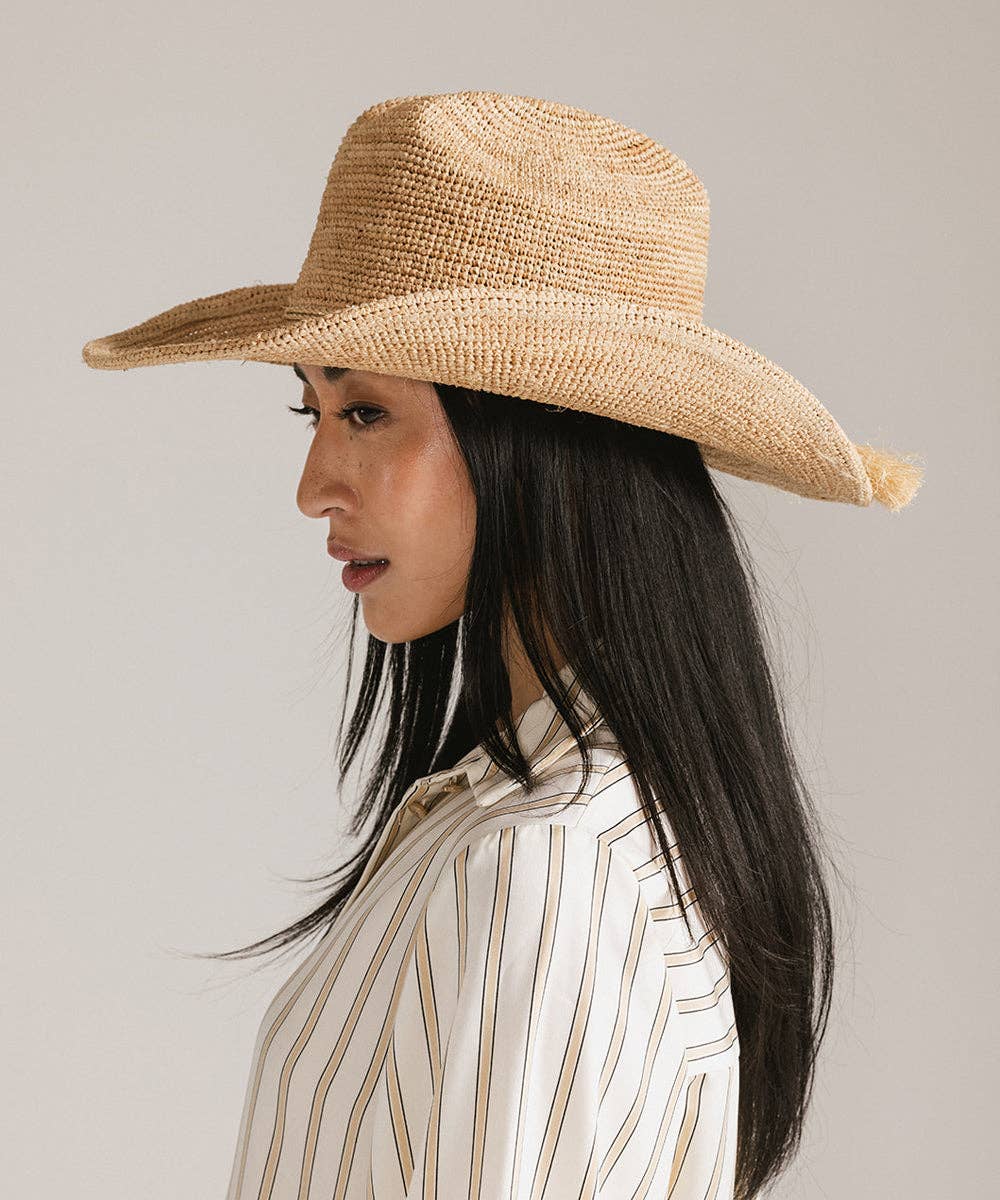 Naturel Chapeau de cowboy en paille pliable Ames en vente sur Faire4