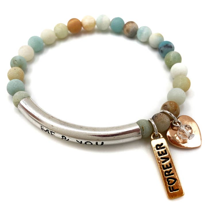 Lunar Deer - Wholesale Beaded bracelet - Me & You Heart Forever Semi Precious Stone Pearl Bracelet1
